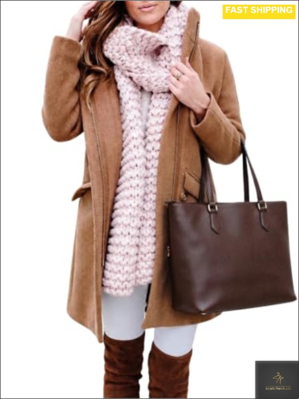 Womens Wool Blend Coat Stand Collar Zip Overcoat Fall Winter Business Casual
